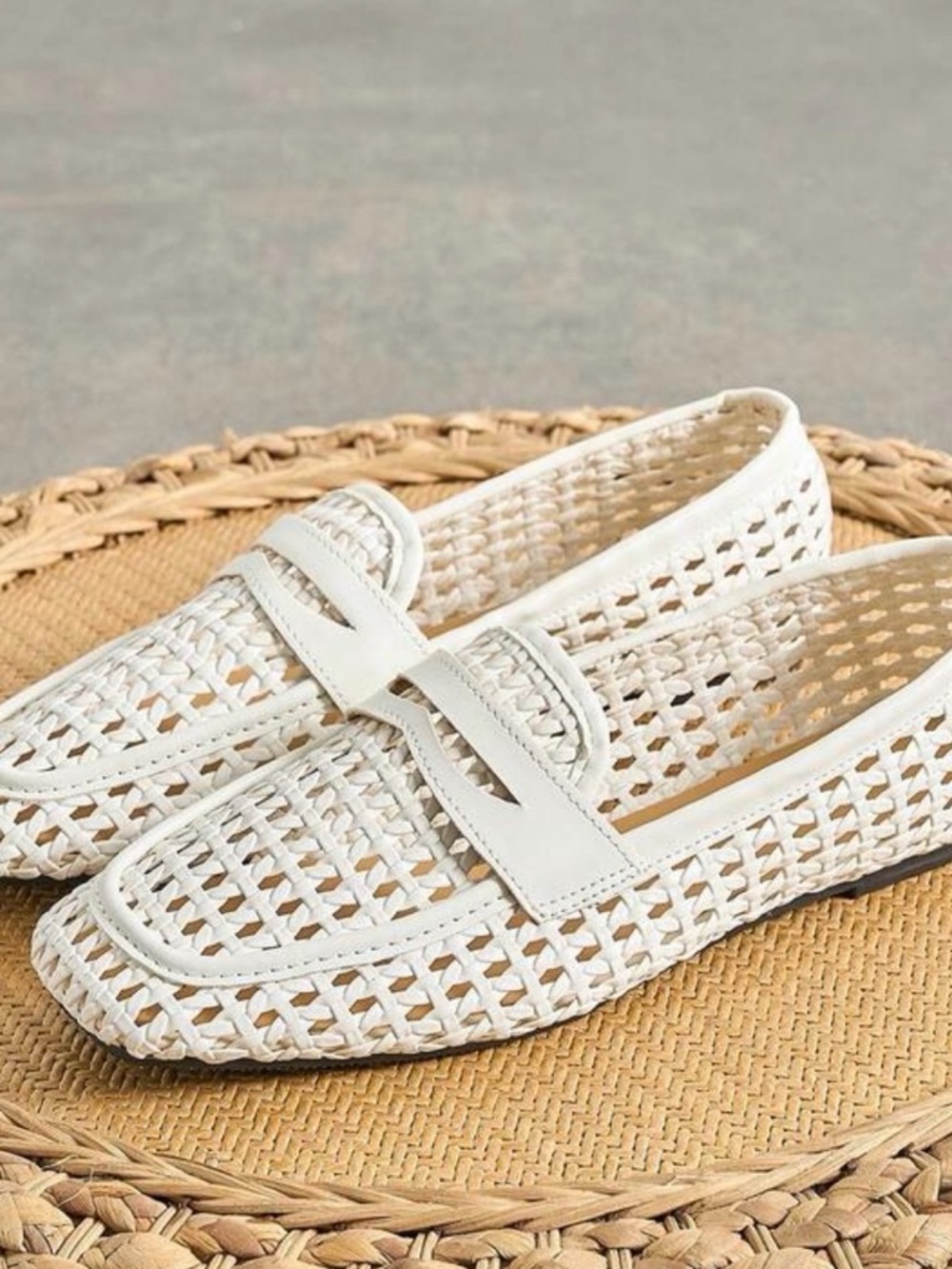Woven Slip-On Loafers in White